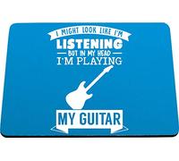 Hippowarehouse I Might look like I'm listening But in my Head I'm playing my Guitar printed mouse mat pad accessory black rubber base 240mm x 190mm x 60mm