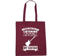 Hippowarehouse I Might look like I'm listening But in my Head I'm playing my Guitar Tote Shopping Gym Beach Bag 42cm x38cm, 10 litres