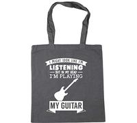 Hippowarehouse I Might look like I'm listening But in my Head I'm playing my Guitar Tote Shopping Gym Beach Bag 42cm x38cm, 10 litres