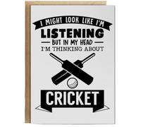 Hippowarehouse I Might look like I'm listening But in my Head I'm thinking about cricket Birthday Card A5 Personalised with envelope for him for her Funny Cards for Men and Women Blank inside option