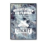 Hippowarehouse I Might look like I'm listening But in my Head I'm thinking about cricket Printed Poster A3 Wall Art Design Classroom Room Gym Office Décor