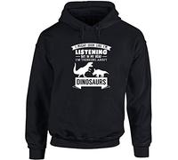 Hippowarehouse I Might Look Like I'm Listening But in My Head I'm Thinking About Dinosaurs Unisex Hoodie Hooded top (Specific Size Guide in Description) Black