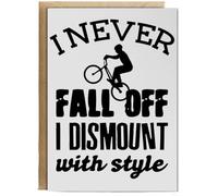 Hippowarehouse I never fall off I dismount with style - Bike Birthday Card A5 Personalised with envelope for him for her Funny Cards for Men and Women Blank inside option
