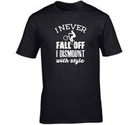 Hippowarehouse I Never Fall Off I Dismount with Style - Bike Unisex Short Sleeve t-Shirt (Specific Size Guide in Description) Black