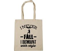Hippowarehouse I never fall off I dismount with style - Rock climb Tote Shopping Gym Beach Bag 42cm x38cm, 10 litres