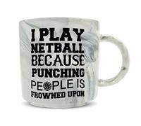 Hippowarehouse I Play Netball Because Punching People is Frowned Upon Printed Mug Various Colour Options Ceramic Cup Kitchenware 11oz
