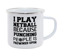 Hippowarehouse I Play Netball Because Punching People is Frowned Upon Printed Mug Various Colour Options Ceramic Cup Kitchenware 11oz