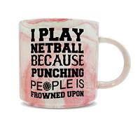 Hippowarehouse I Play Netball Because Punching People is Frowned Upon Printed Mug Various Colour Options Ceramic Cup Kitchenware 11oz