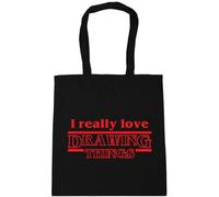 Hippowarehouse I Really Love Drawing Things Tote Shopping Gym Beach Bag 42cm x38cm, 10 litres