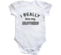 Hippowarehouse I Really Love My Brothers Baby Vest Bodysuit (Short Sleeve) Boys Girls White