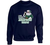 Hippowarehouse I saw father Christmas splitting the G unisex jumper sweatshirt pullover Large adult Navy Blue