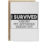 Hippowarehouse I survived having my appendix taken out Birthday Card A5 Personalised with envelope for him for her Funny Cards for Men and Women Blank inside option