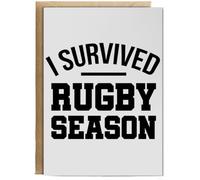 Hippowarehouse I survived rugby season Birthday Card A5 Personalised with envelope for him for her Funny Cards for Men and Women Blank inside option