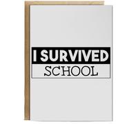 Hippowarehouse I survived school Personalised Card A6 with envelope for him for her Funny Cards for Men and Women Blank inside option