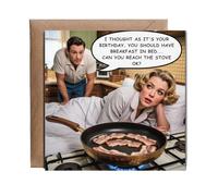 Hippowarehouse I thought as it's your birthday, you should have breakfast in bed... hilarious happy birthday Personalised Card. 15cm x 15cm with envelope for him for her Funny Cards for Men and Women