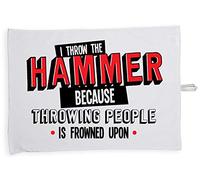 Hippowarehouse I Throw the Hammer Because Throwing People is Frowned Upon Tea Towel Eco Printed Dish Cloth Kitchen accessory 50cmx70cm 100% Cotton