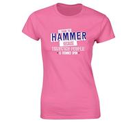 Hippowarehouse I Throw The Hammer Because Throwing People is Frowned Upon Womens Fitted Short Sleeve t-Shirt (Specific Size Guide in Description) Pink