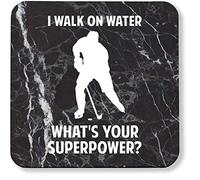 Hippowarehouse I Walk On Water What's Your Superpower Ice Hockey printed coaster gloss finish durable backing 9cm x 9cm