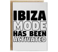 Hippowarehouse Ibiza mode has been activated Birthday Card A5 Personalised with envelope for him for her Funny Cards for Men and Women Blank inside option