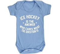 Hippowarehouse Ice Hockey is the Answer Who Cares What the Question Is baby vest bodysuit (short sleeve) boys girls