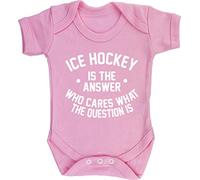 Hippowarehouse Ice Hockey is the Answer Who Cares What the Question Is baby vest bodysuit (short sleeve) boys girls