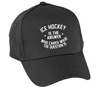 Hippowarehouse Ice Hockey is The Answer Who Cares What The Question is Baseball Cap hat Premium Printed 5 Panel OneSize Adults Black