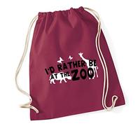 Hippowarehouse I'd Rather Be At The Zoo Drawstring Cotton School Gym Bag 37cm x 46cm, 12 litres