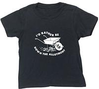 Hippowarehouse I'd Rather Be Down The Allotment Kids Children's Short Sleeve t-Shirt Black