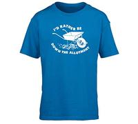 Hippowarehouse I'd Rather Be Down The Allotment Kids Children's Short Sleeve t-Shirt Sapphire Blue