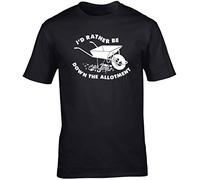 Hippowarehouse I'd Rather Be Down The Allotment Unisex Short Sleeve t-Shirt (Specific Size Guide in Description) Black