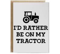 Hippowarehouse I'd rather be on my tractor farmer Birthday Card A5 Personalised with envelope for him for her Funny Cards for Men and Women Blank inside option