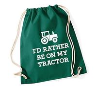 Hippowarehouse I'd rather be on my tractor farmer Drawstring Cotton School Gym Kid Bag Sack 37cm x 46cm, 12 litres