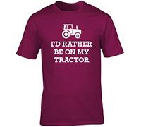 Hippowarehouse I'd Rather be on My Tractor Farmer Unisex Short Sleeve t-Shirt (Specific Size Guide in Description) Maroon
