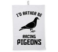 Hippowarehouse I'd Rather Be Racing Pigeons Tea Towel Eco Printed Dish Cloth Kitchen accessory 50cmx70cm 100% Cotton