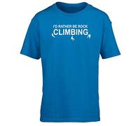 Hippowarehouse I'd Rather be Rock Climbing Kids Children's Short Sleeve t-Shirt Sapphire Blue