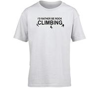 Hippowarehouse I'd Rather be Rock Climbing Kids Children's Short Sleeve t-Shirt White