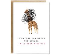 Hippowarehouse If Anyone Can Guess the Animal I Will Open a Bottle Dad Humour Card Personalised Card A5 with envelope for him for her Funny Cards for Men and Women Blank inside option