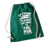 Hippowarehouse If Found Please Return To The Pub Drawstring Cotton School Gym Bag 37cm x 46cm, 12 litres