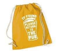 Hippowarehouse If Found Please Return To The Pub Drawstring Cotton School Gym Bag 37cm x 46cm, 12 litres