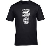 Hippowarehouse If Found Please Return to The Pub Unisex Short Sleeve t-Shirt (Specific Size Guide in Description) Black