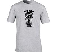 Hippowarehouse If Found Please Return to The Pub Unisex Short Sleeve t-Shirt (Specific Size Guide in Description) Grey