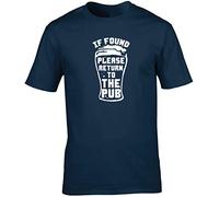 Hippowarehouse If Found Please Return to The Pub Unisex Short Sleeve t-Shirt (Specific Size Guide in Description) Navy Blue