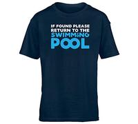 Hippowarehouse If Found Please Return to The Swimming Pool Kids Children's Short Sleeve t-Shirt Navy Blue