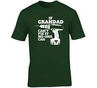 Hippowarehouse If Grandad Can't Fix It No-One Can Unisex Short Sleeve t-Shirt (Specific Size Guide in Description) Forest Green