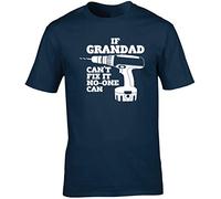 Hippowarehouse If Grandad Can't Fix It No-One Can Unisex Short Sleeve t-Shirt (Specific Size Guide in Description) Navy Blue