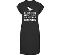 Hippowarehouse If History Repeats Itself I'm Getting a Dinosaur t-Shirt Dress Women's Adults Nightie Nightdress Black