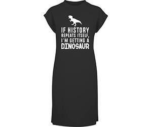 Hippowarehouse If History Repeats Itself I'm Getting a Dinosaur t-Shirt Dress Women's Adults Nightie Nightdress Black