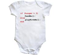 Hippowarehouse If hungry feed me programming baby vest bodysuit (short sleeve) boys girls