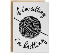 Hippowarehouse If I'm Sitting I'm Knitting Birthday Card A5 Personalised with envelope for him for her Funny Cards for Men and Women Blank inside option