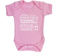 Hippowarehouse If I'm smiling I'm probably thinking about musical theatre baby vest bodysuit (short sleeve) boys girls